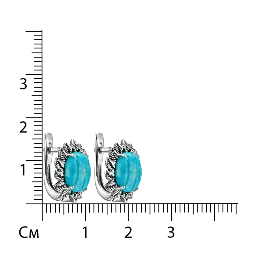 Серебряные серьги с бирюзой "Цветы"