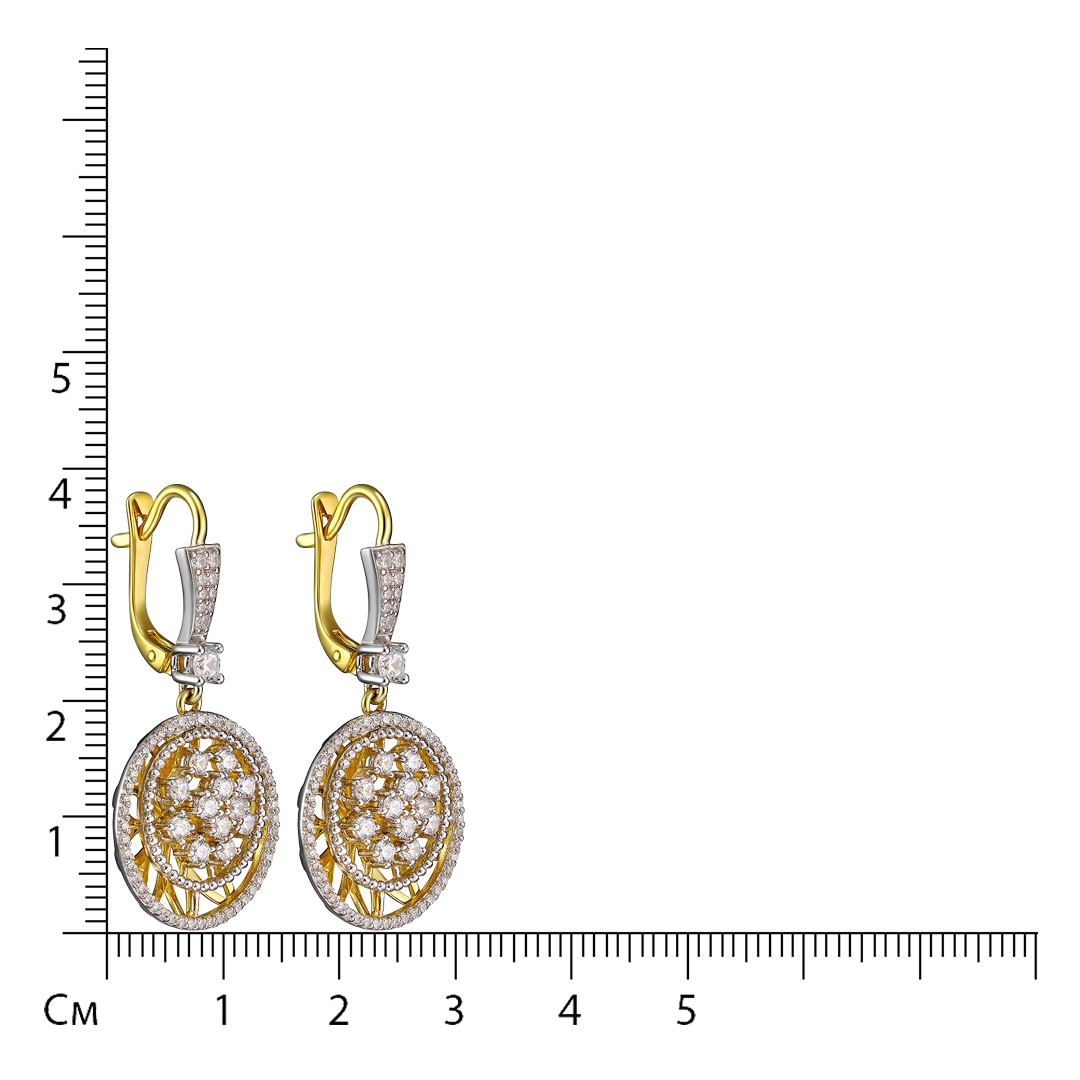 Серебряные серьги 925 пробы; вставки 140 Фианит бесцв.;