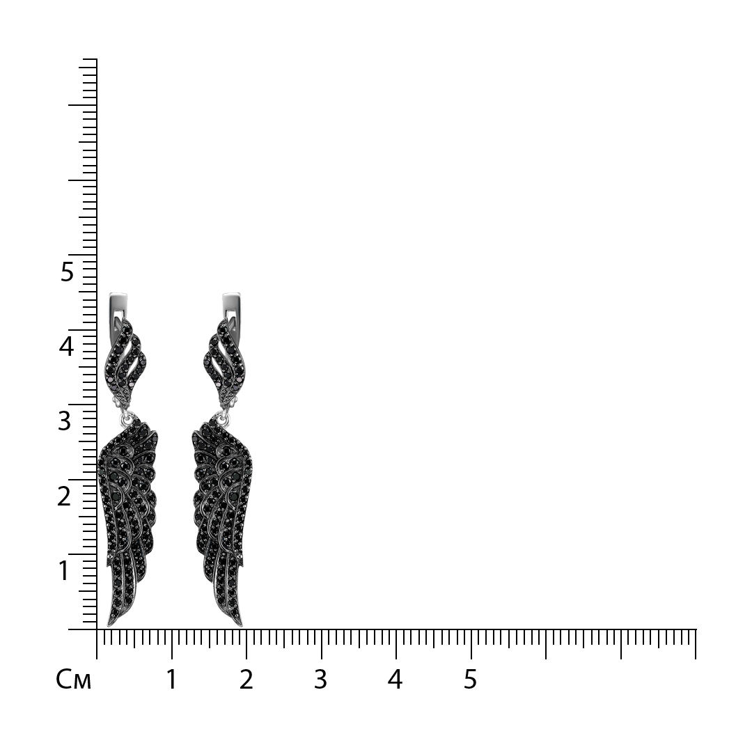 Серебряные серьги 925 пробы; родий (бел. черн.); вставки 162 Шпинель черн.;
