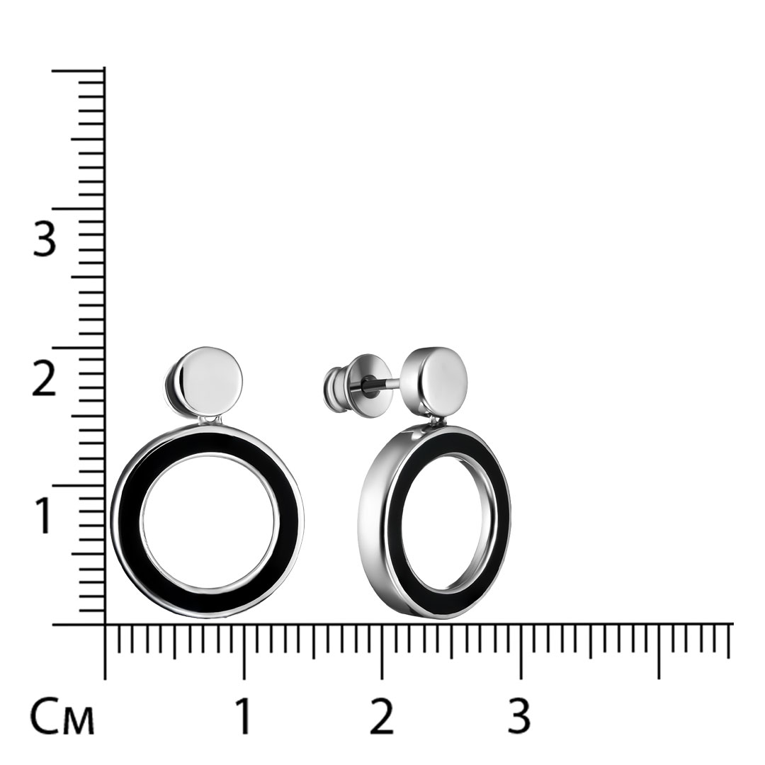 Серебряные серьги 925 пробы; вставки Эмаль черн.;