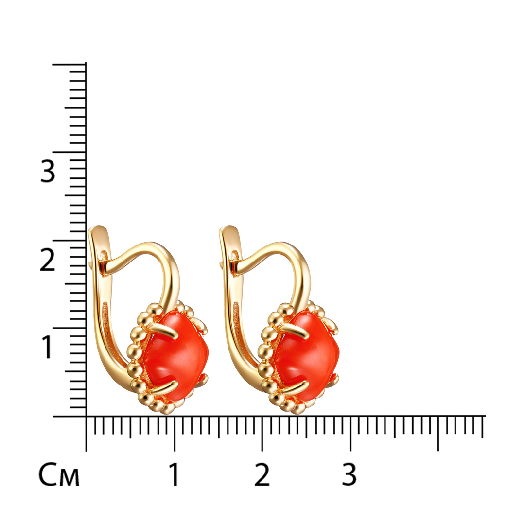 Серебряные серьги 925 пробы; вставки 2 Коралл;