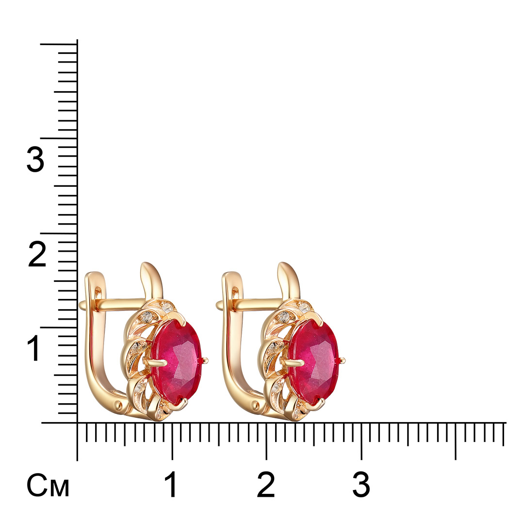 Серебряные серьги 925 пробы; вставки 2 Рубин 5,5 F/2; 16 Топаз белый;