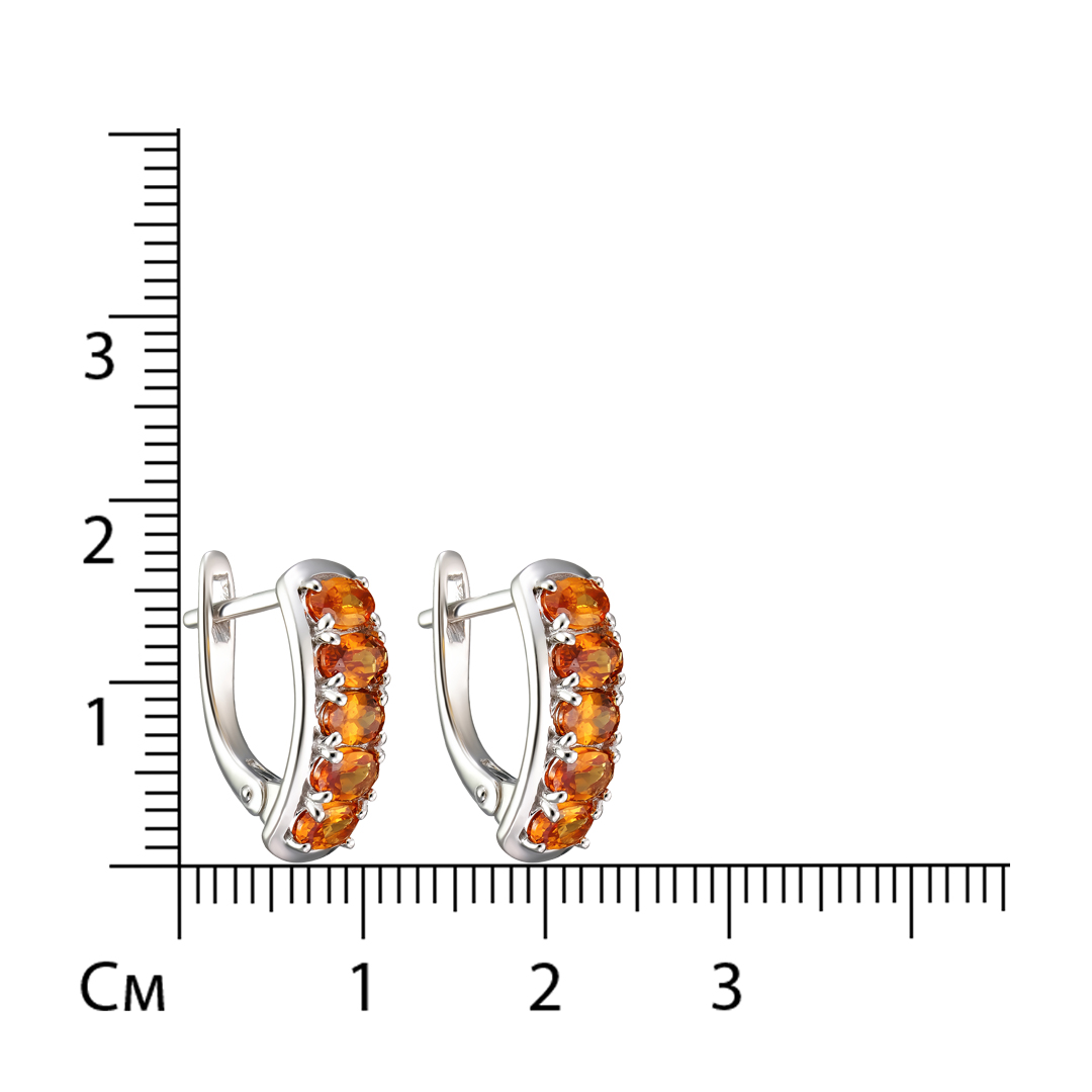 Серебряные серьги 925 пробы; вставки 10 Спессартин 2,70 Ct;