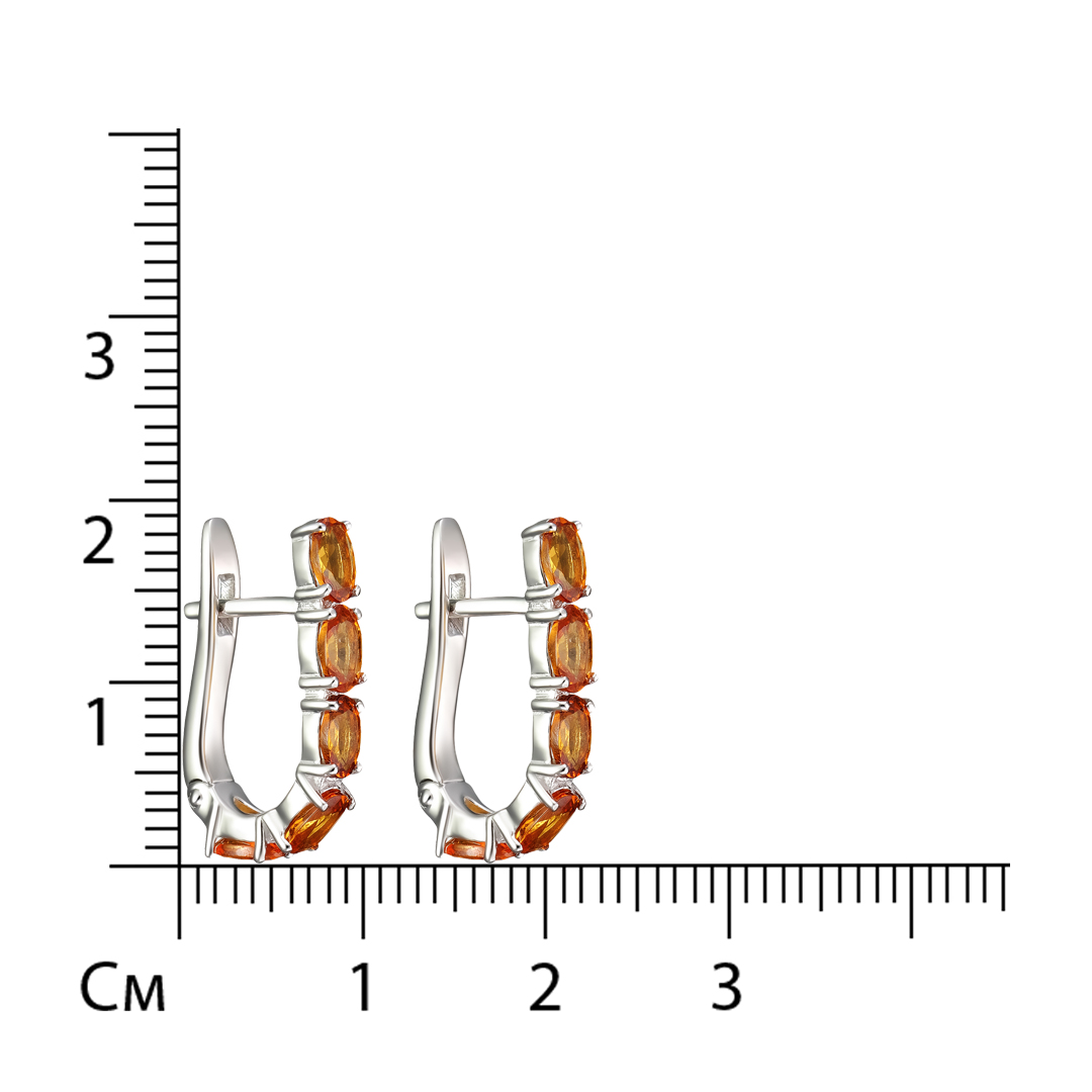 Серебряные серьги 925 пробы; вставки 10 Спессартин 3,24 Ct;