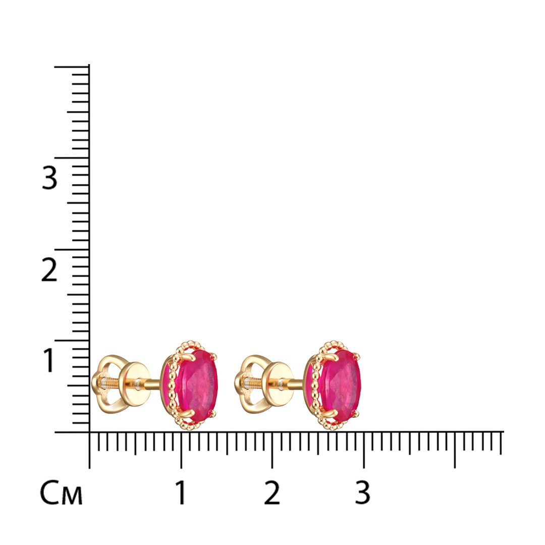 Серебряные серьги-пусеты 925 пробы; вставки 2 Рубин F/2 2,283;