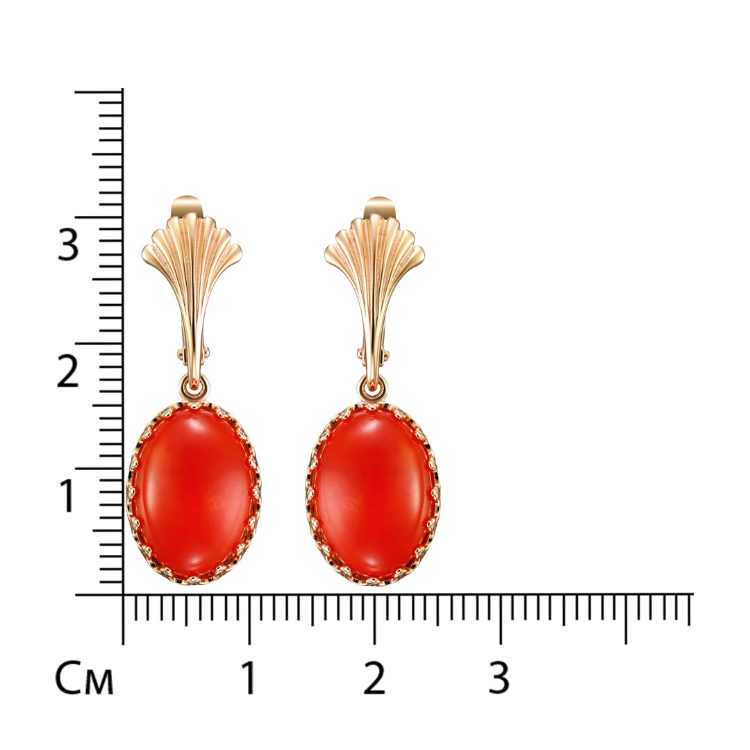 Серебряные серьги 925 пробы; вставки 2 Коралл нат.;