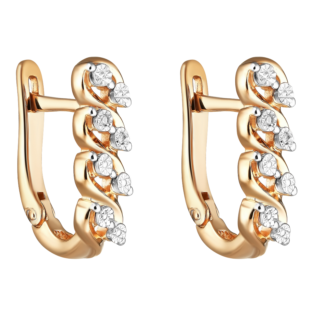 Серебряные серьги 925 пробы; с алмазной обработкой; вставки 4 Бр.Кр-17 0,017 2/3A;