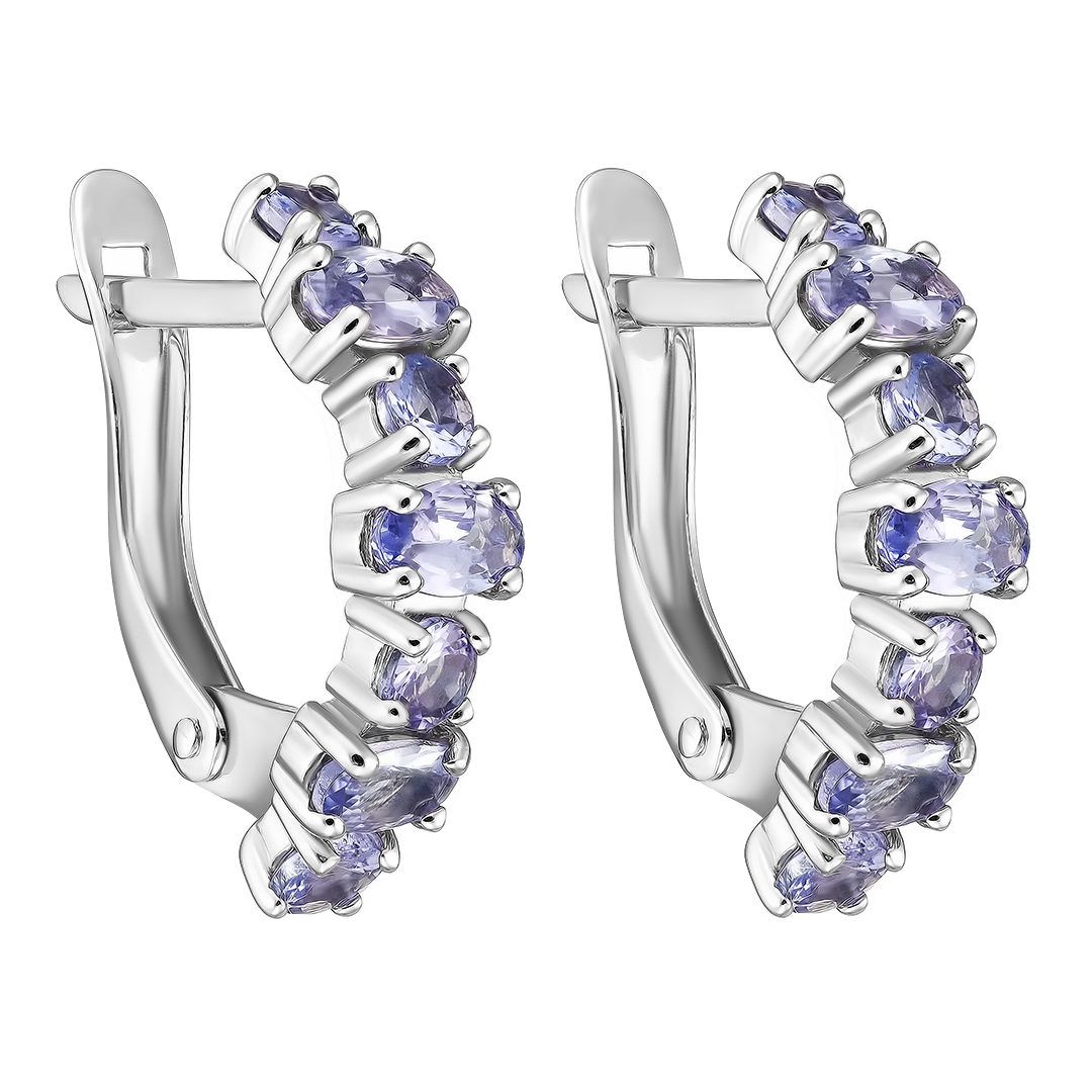 Серебряные серьги 925 пробы; вставки 14 Танзанит;