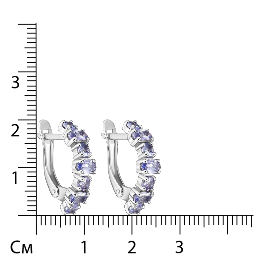 Серебряные серьги 925 пробы; вставки 14 Танзанит;