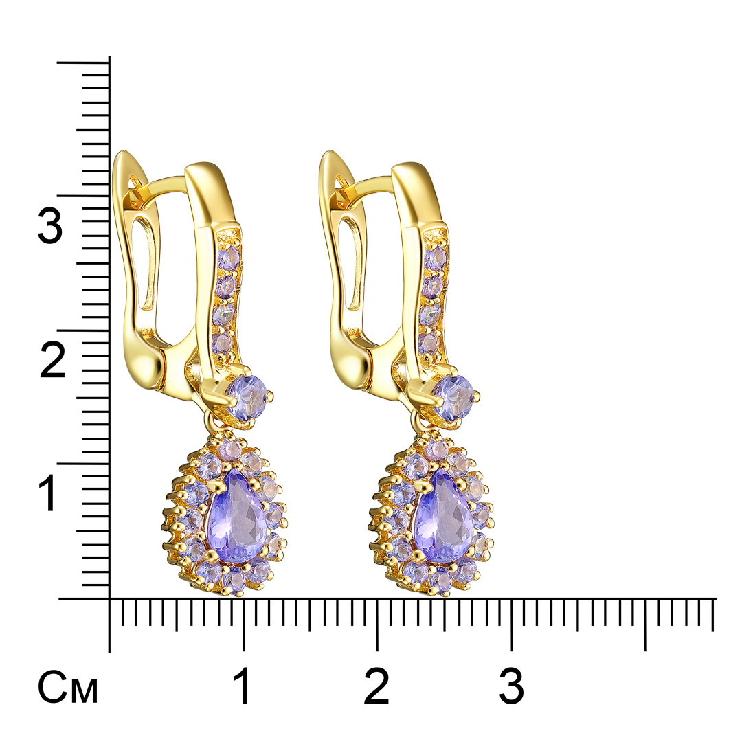 Серебряные серьги 925 пробы; вставки 36 Танзанит 2,73 ct;