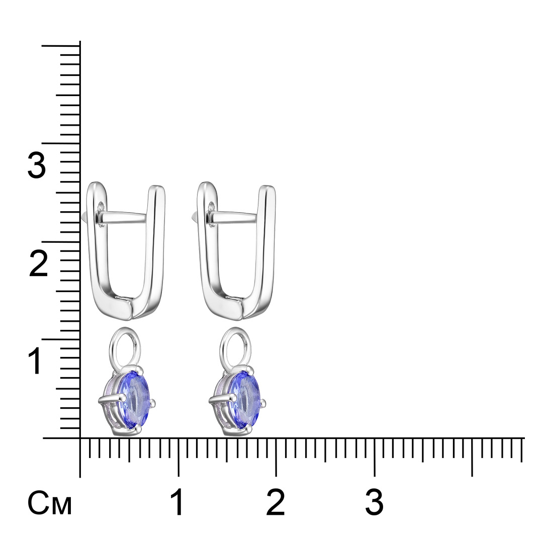 Серебряные серьги-трансформер 925 пробы; вставки 2 Танзанит 0,86 ct;
