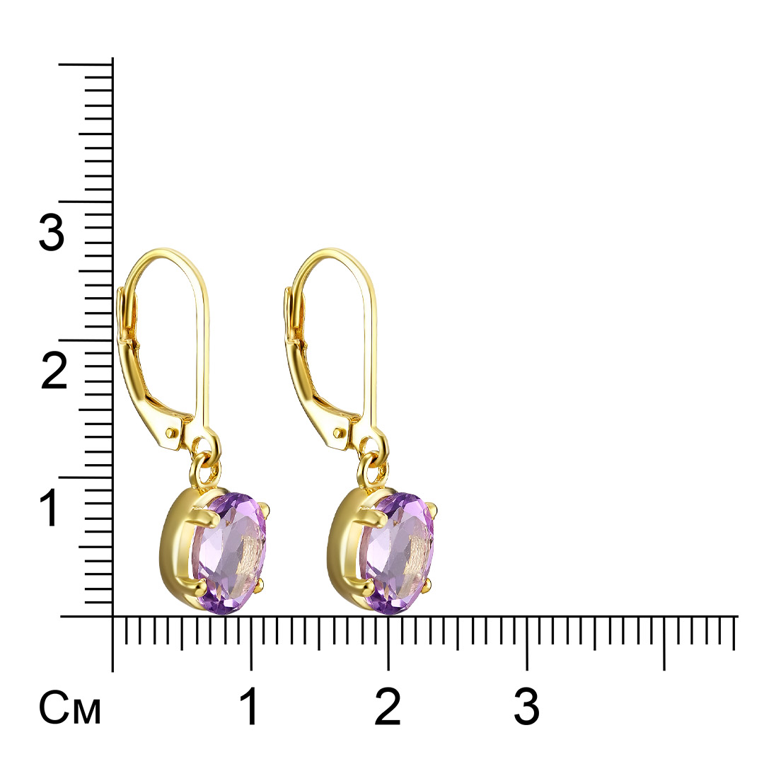 Серебряные серьги 925 пробы; вставки 2 Аметист 3,3 ct;
