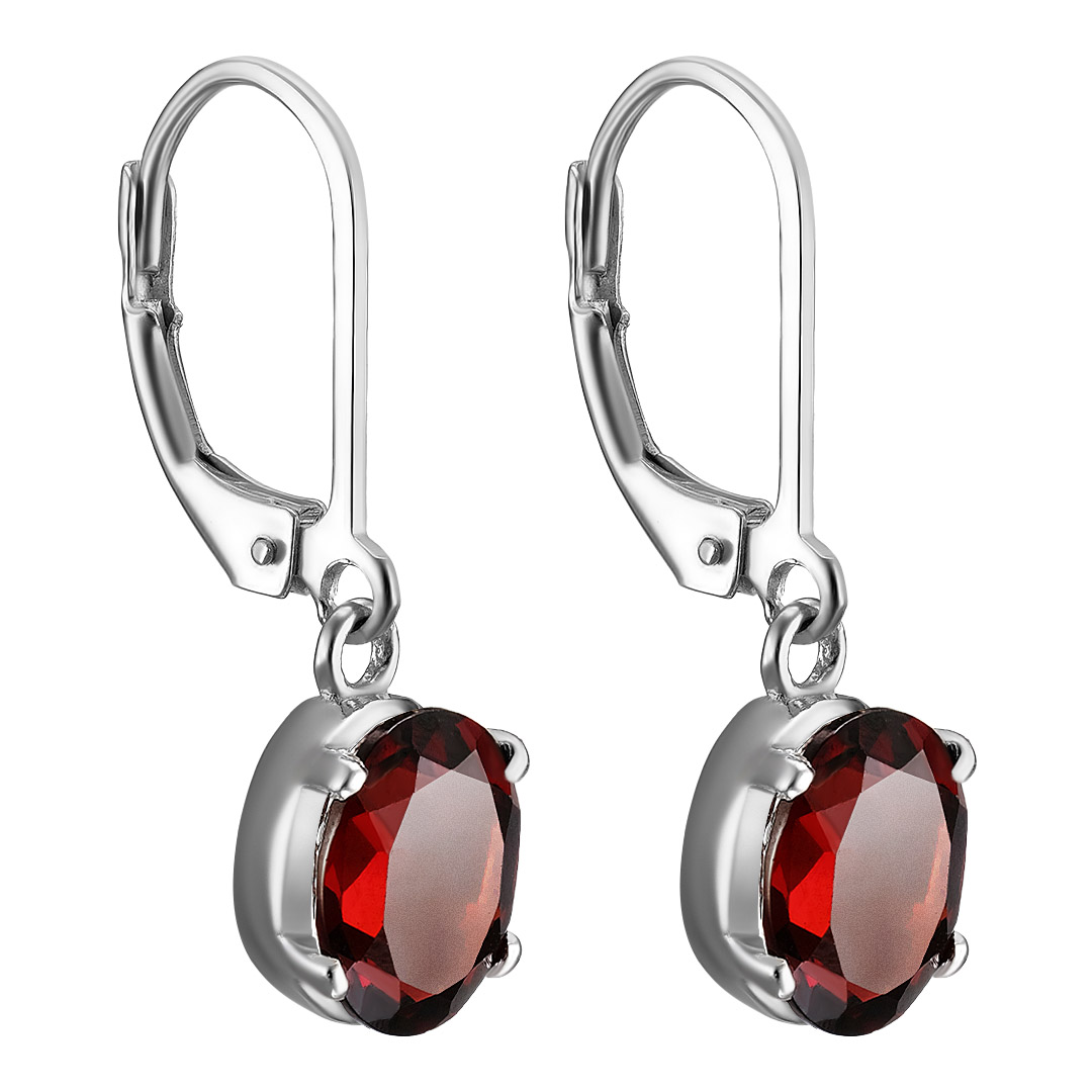 Серебряные серьги 925 пробы; вставки 2 Гранат 4,5 ct;