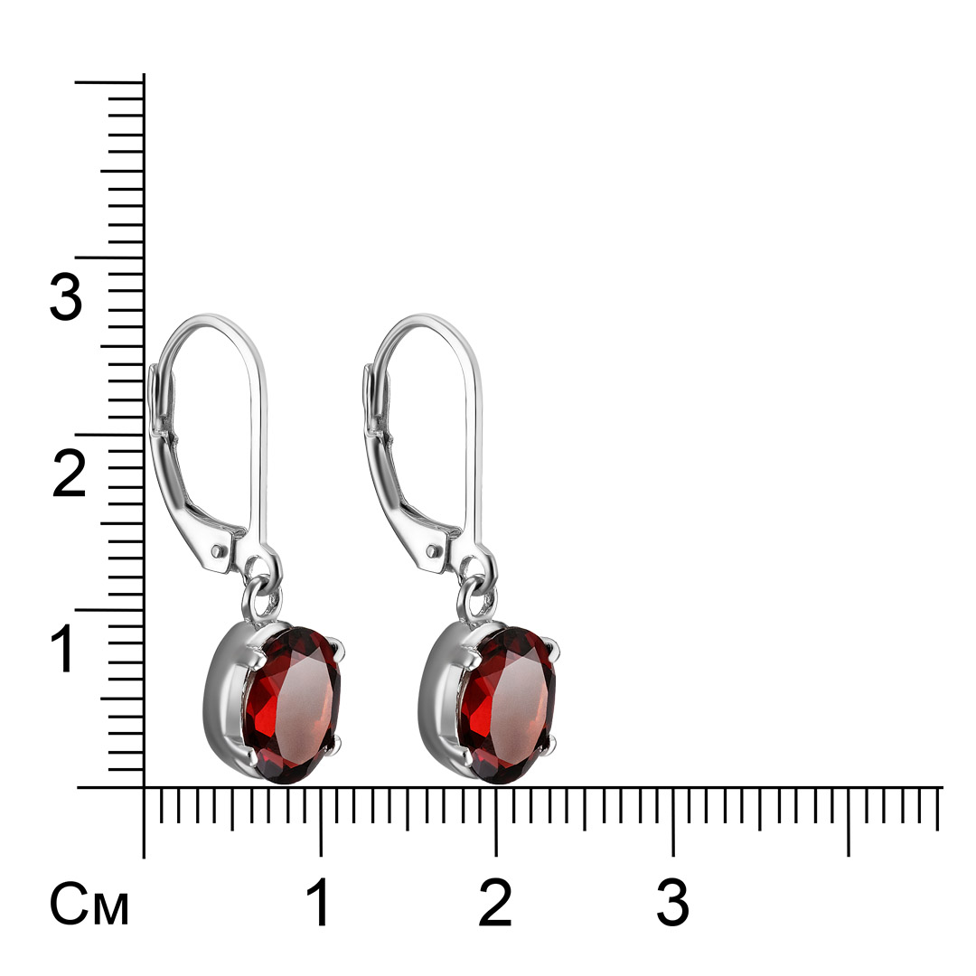 Серебряные серьги 925 пробы; вставки 2 Гранат 4,5 ct;