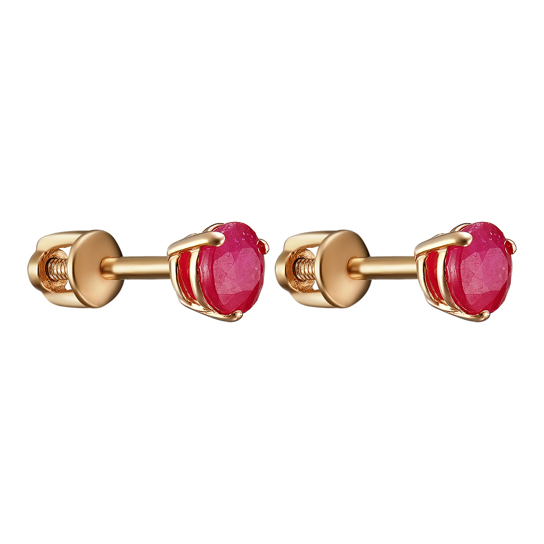 Серебряные серьги-пусеты 925 пробы; вставки 2 Рубин F/2 1,352;