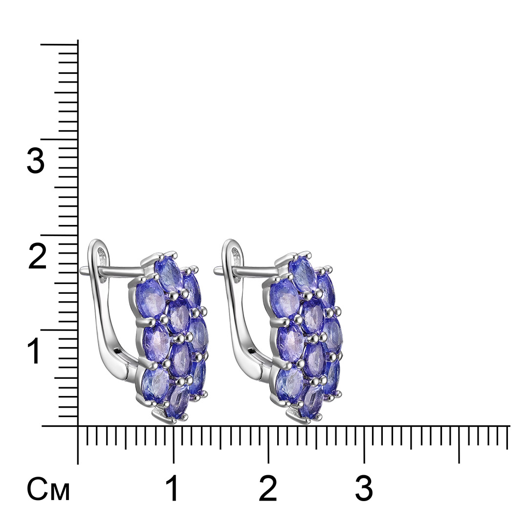 Серебряные серьги 925 пробы; вставки 20 Танзанит 3,67 Ct;