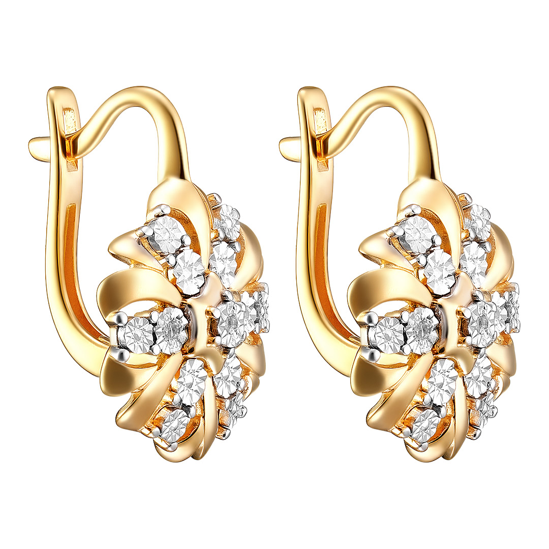 Серебряные серьги 925 пробы; с алмазной обработкой; вставки 6 Бр.Кр-17 0,023 2/3A;