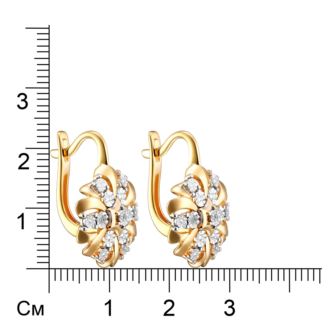 Серебряные серьги 925 пробы; с алмазной обработкой; вставки 6 Бр.Кр-17 0,023 2/3A;