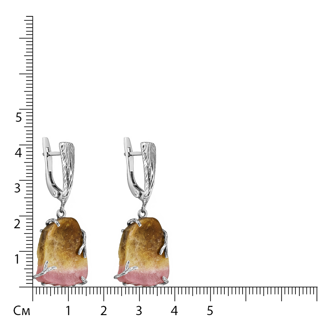 Серебряные серьги 925 пробы; оксидирование; вставки 2 Турмалин;