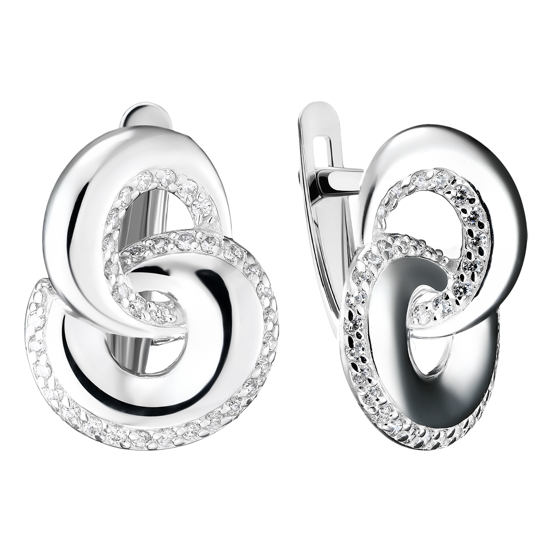 Серебряные серьги 925 пробы; вставки 68 Фианит бесцв.;