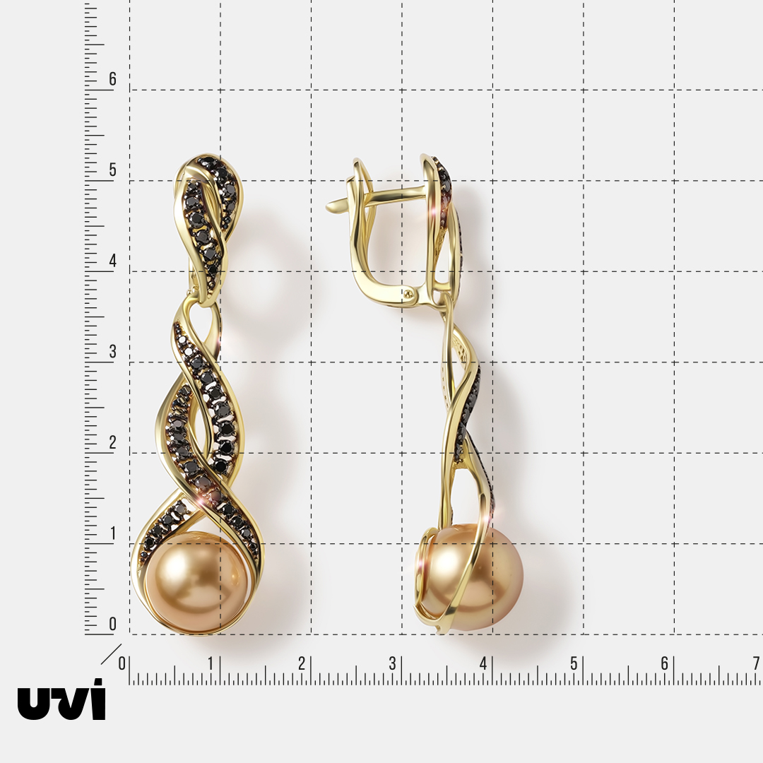 Серьги из желтого золота с жемчугом