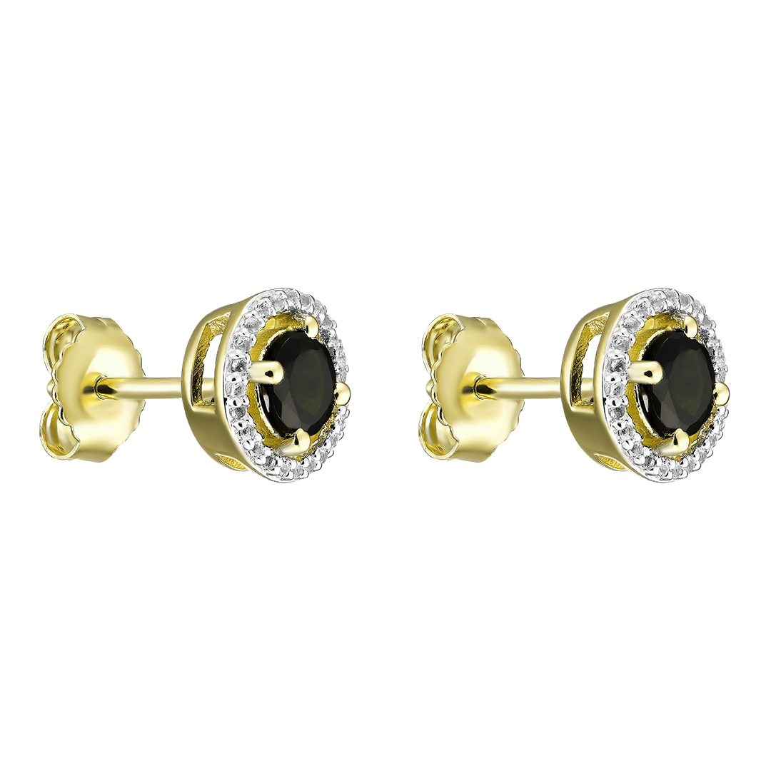 Серебряные серьги-пусеты 925 пробы; вставки 2 Турмалин зеленый 1,02 ct; 48 Топаз белый 0,12 ct;