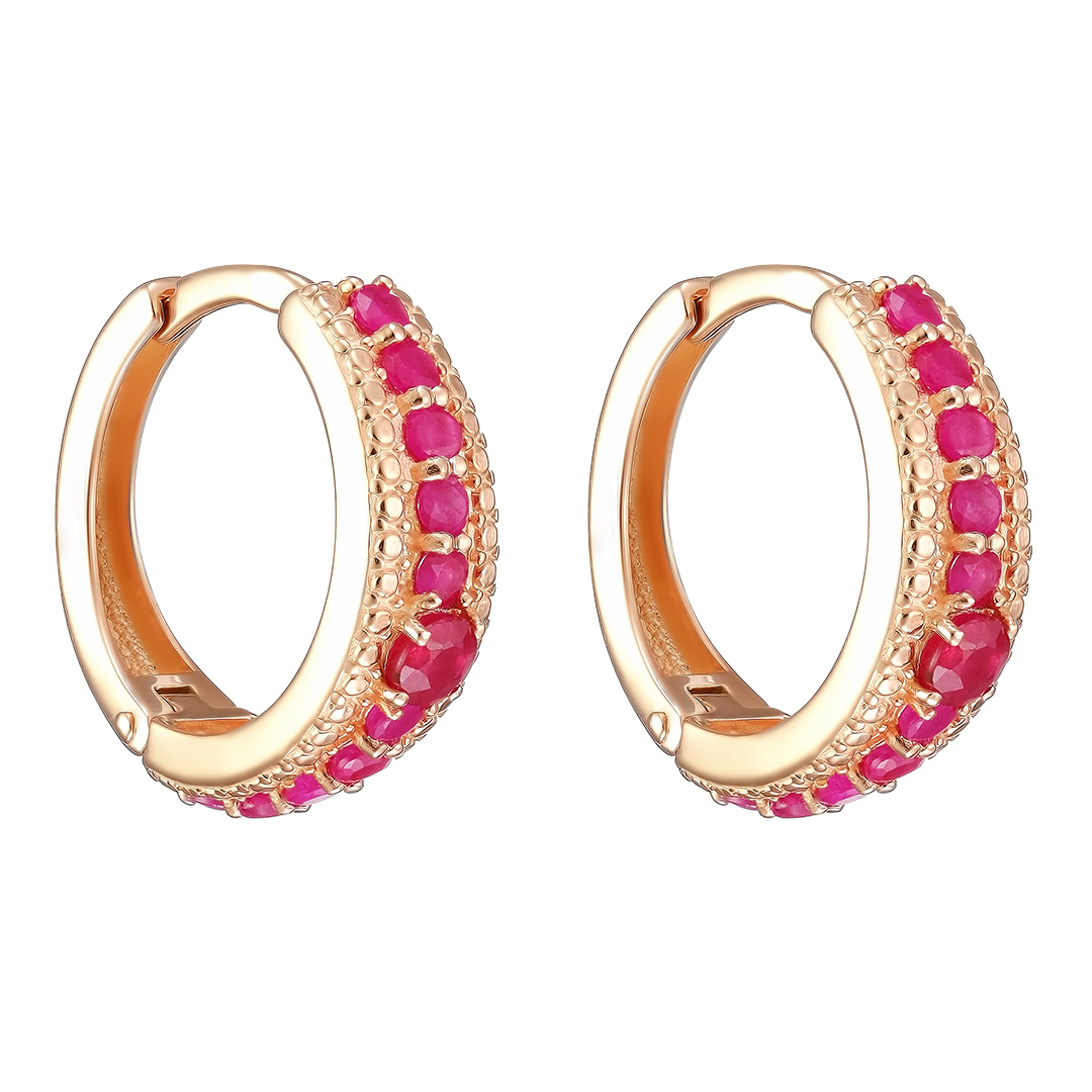 Серебряные серьги 925 пробы; вставки 2 Рубин F/2 0,326; 20 Рубин 0,852 3/4В;