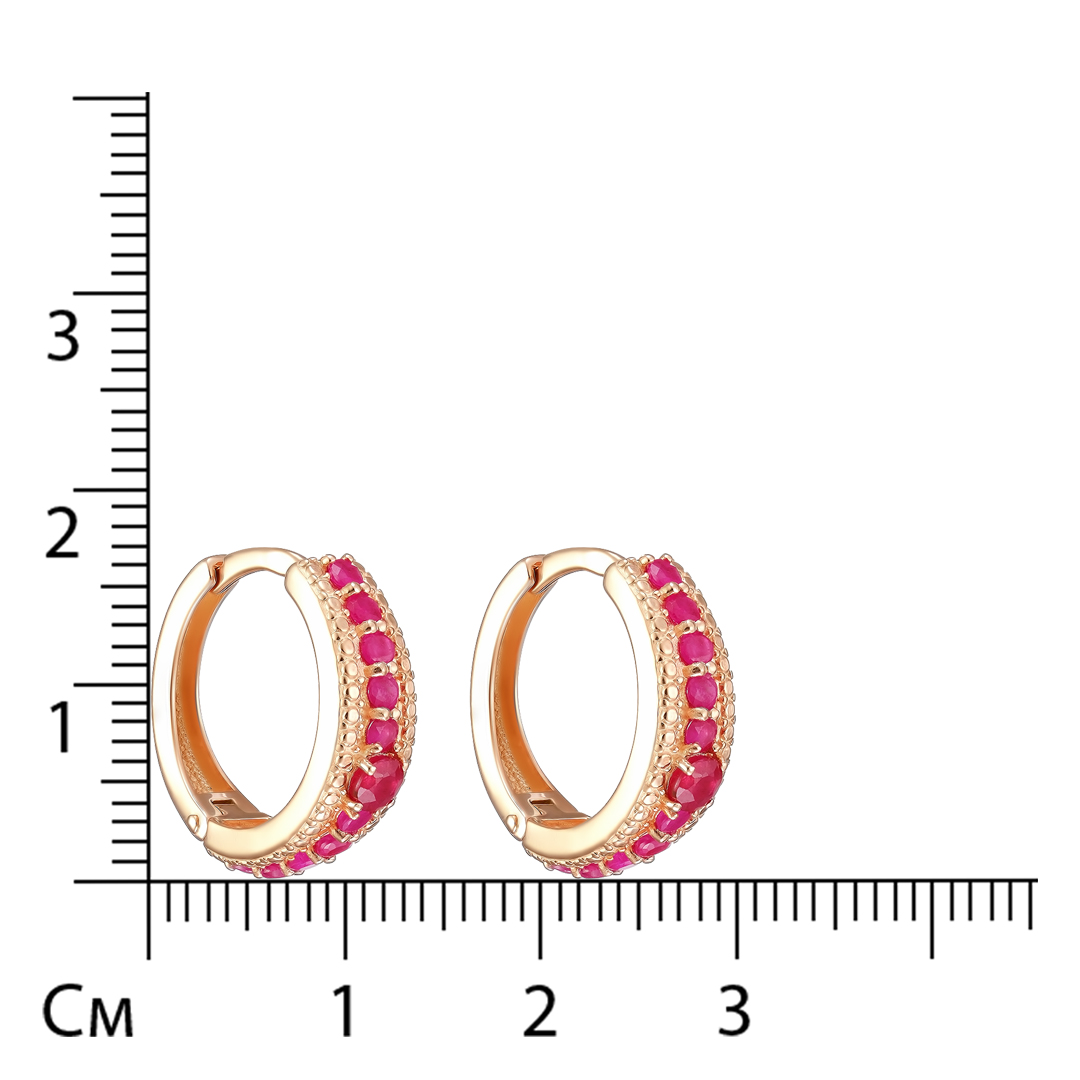 Серебряные серьги 925 пробы; вставки 2 Рубин F/2 0,326; 20 Рубин 0,852 3/4В;