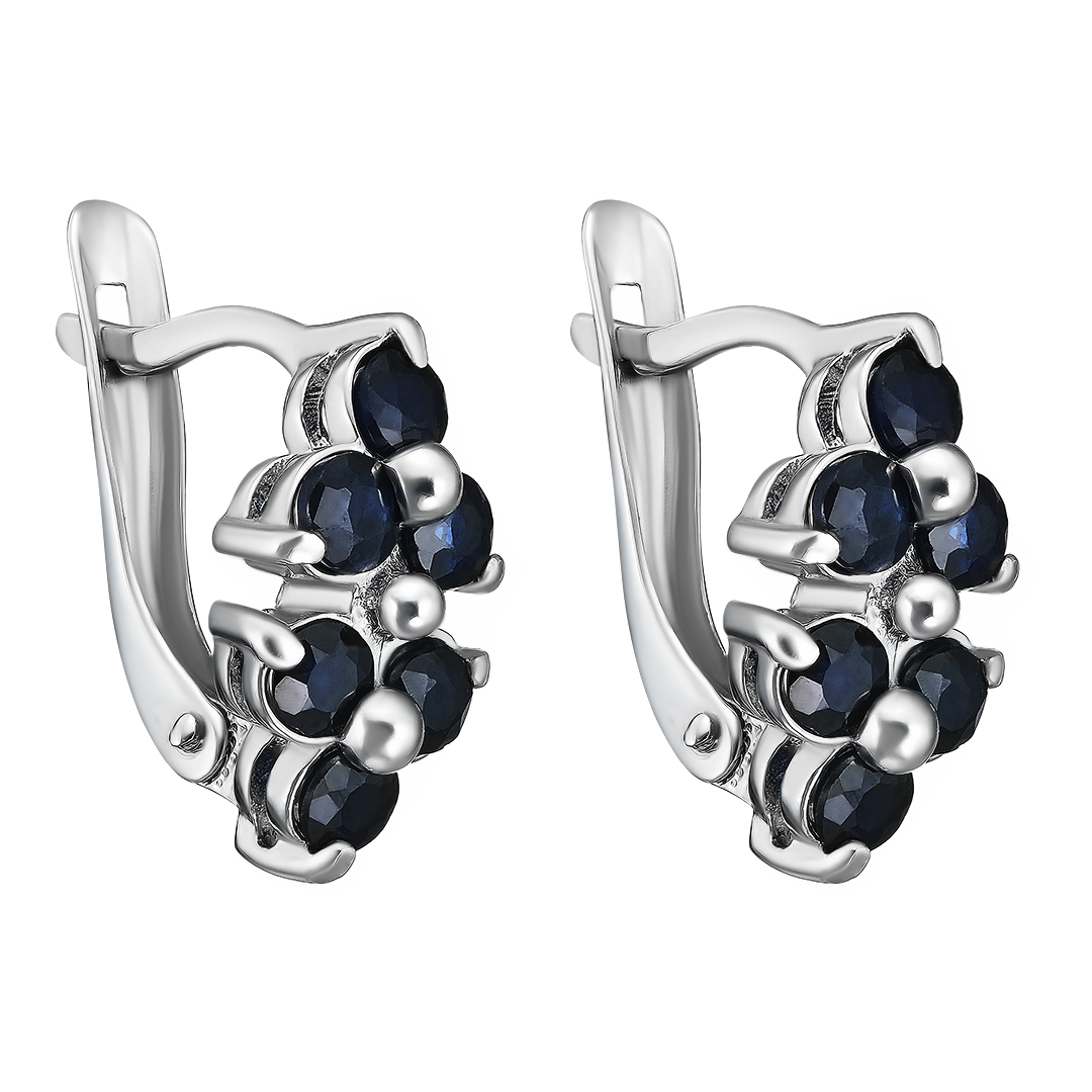 Серебряные серьги 925 пробы; вставки 12 Сапфир 1,53 U/2