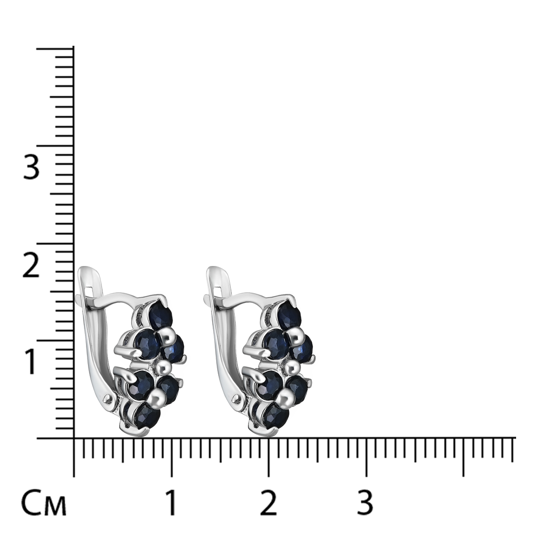 Серебряные серьги 925 пробы; вставки 12 Сапфир 1,53 U/2
