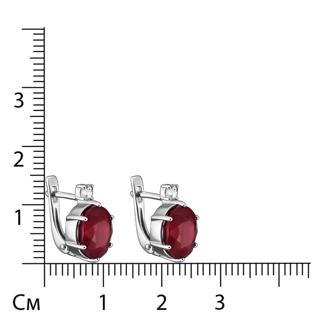 Серебряные серьги 925 пробы; вставки 2 Рубин F/2 6,67; 2 Фианит бесцв.;