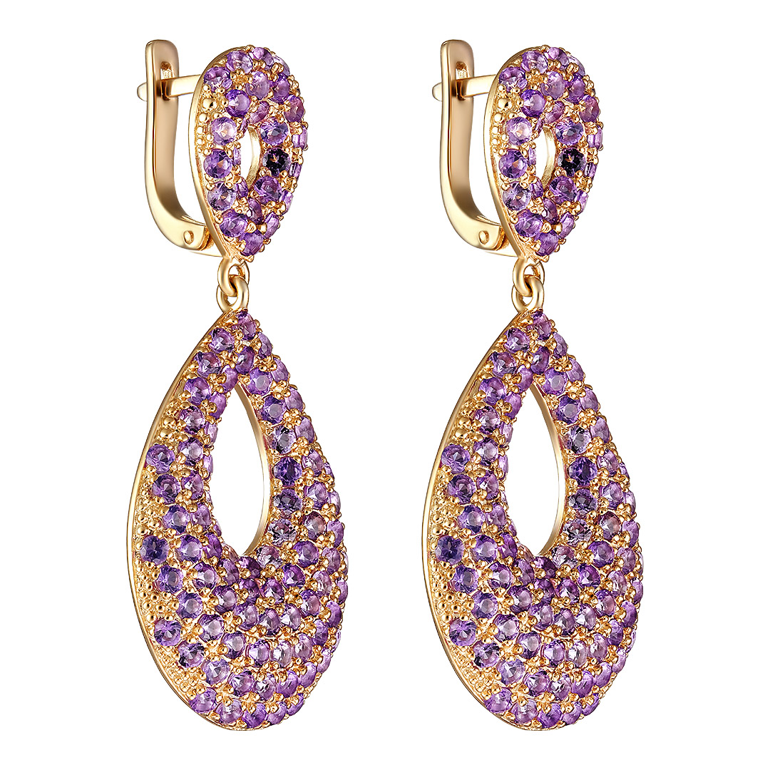 Серебряные серьги 925 пробы; вставки 208 Аметист Африка;