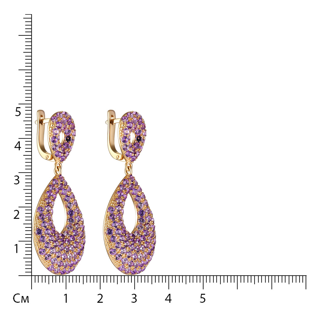 Серебряные серьги 925 пробы; вставки 208 Аметист Африка;