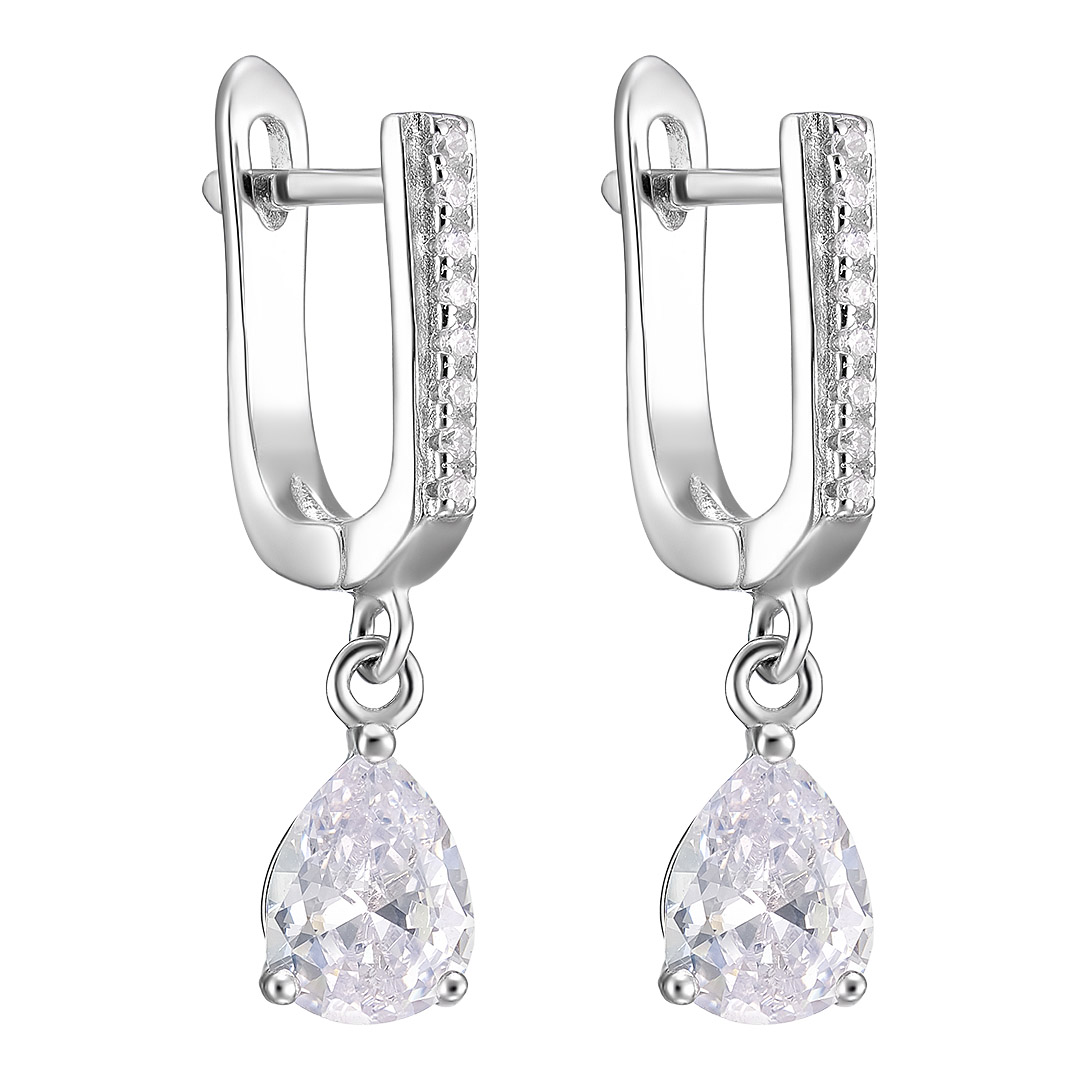 Серебряные серьги 925 пробы; вставки 18 Фианит бесцв.;