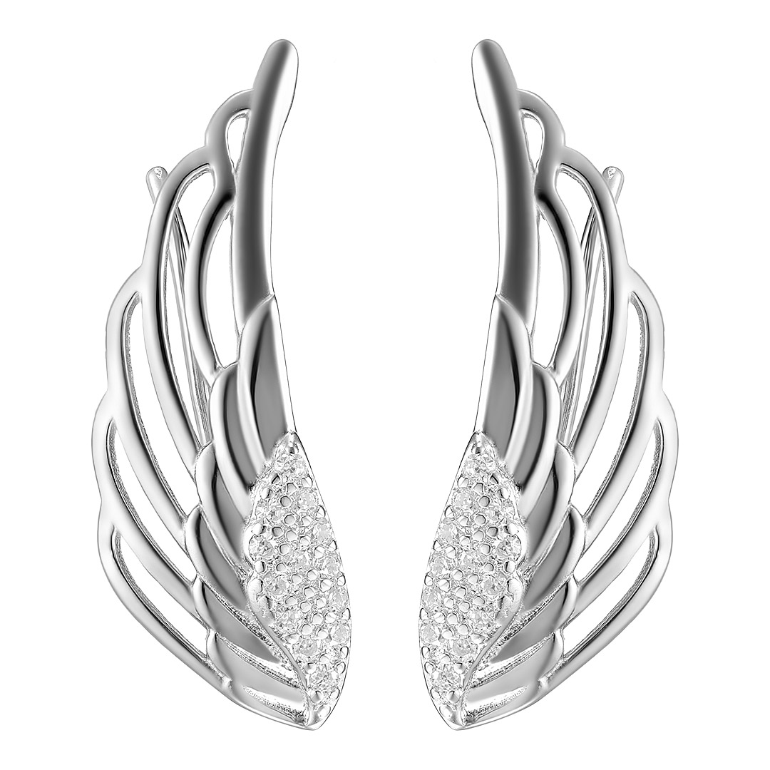 Серебряные серьги 925 пробы; вставки 24 Фианит бесцв.;