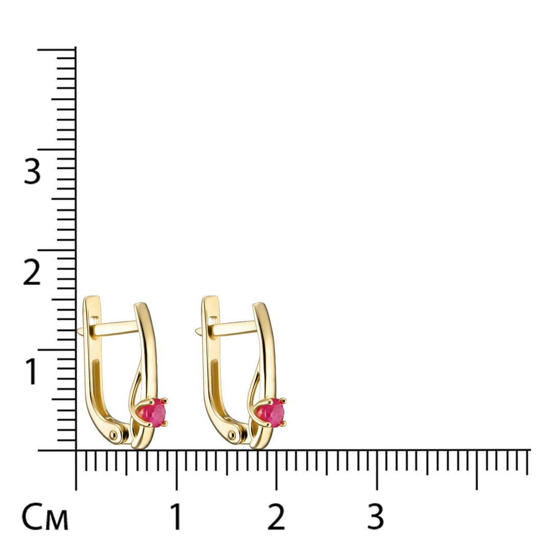 Серьги из желтого золота с рубинами