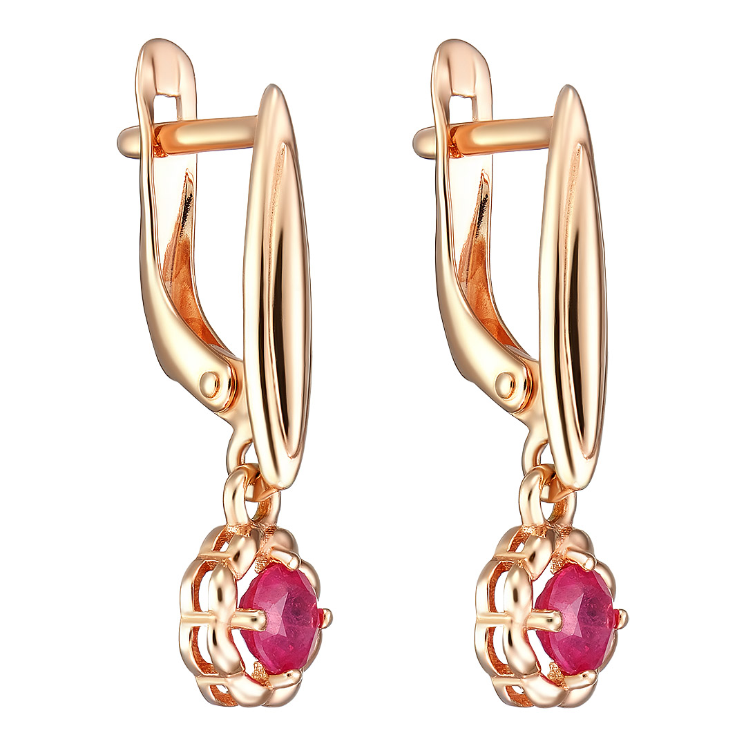 Серебряные серьги 925 пробы; вставки 2 Рубин 0,683 F/2;