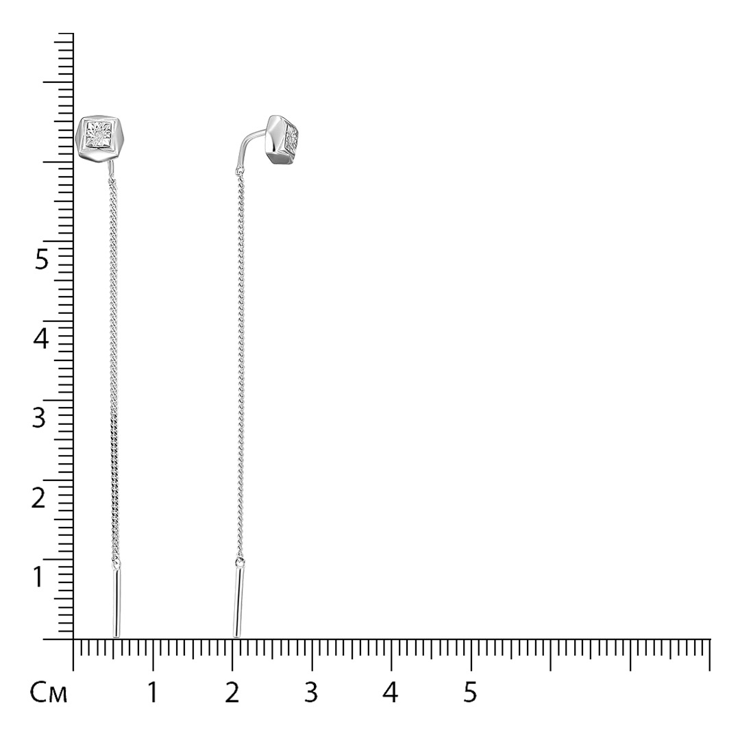 Серебряные серьги-протяжки с бриллиантами