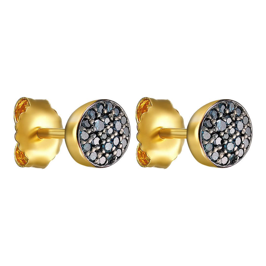 Серебряные серьги-пусеты; родий черн.; вставки 44 Бр.Кр-57 0,24ct 5/6;