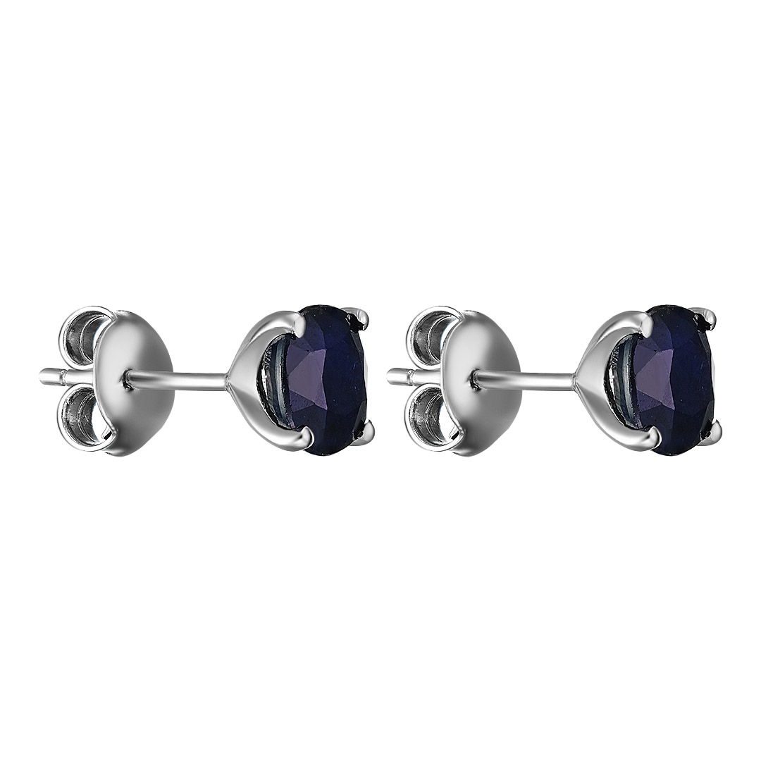 Серебряные серьги-пусеты 925 пробы; вставки 2 Сапфир 4ct U/2;