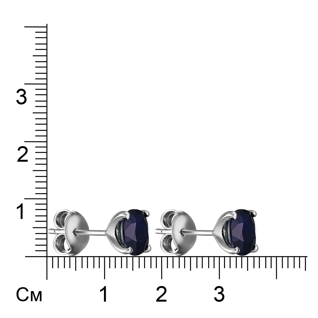 Серебряные серьги-пусеты 925 пробы; вставки 2 Сапфир 4ct U/2;