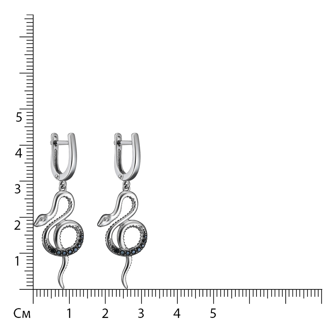 Серебряные серьги со шпинелью "Змеи"