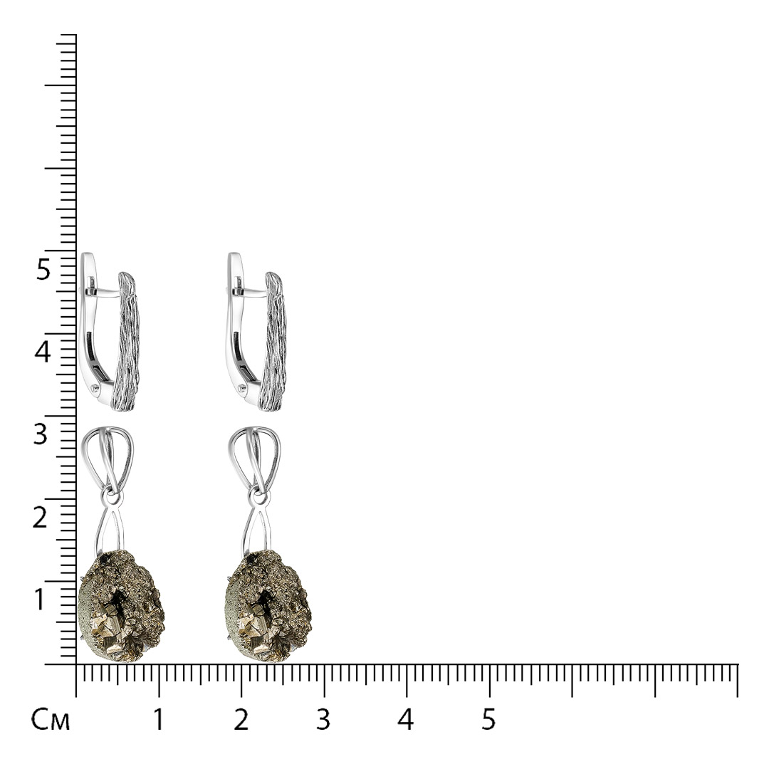 Серебряные серьги-трансформеры с пиритами