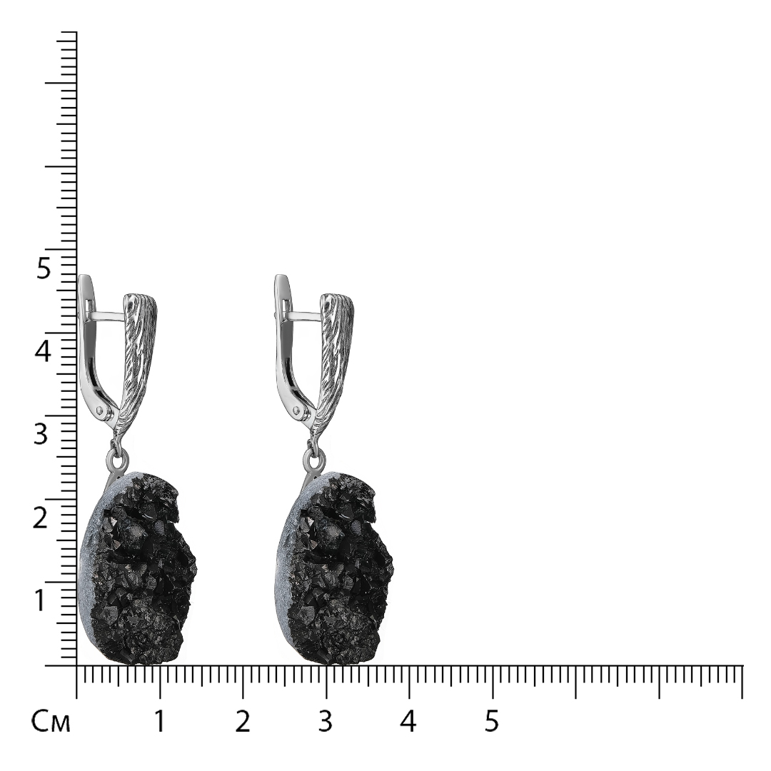 Серебряные серьги с кварцем жеода