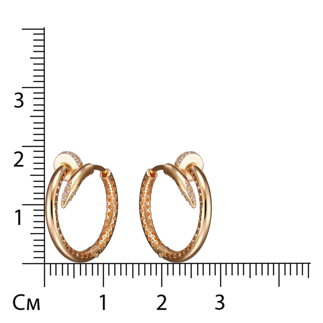 Серьги-конго из золота с фианитами "Гвозди"