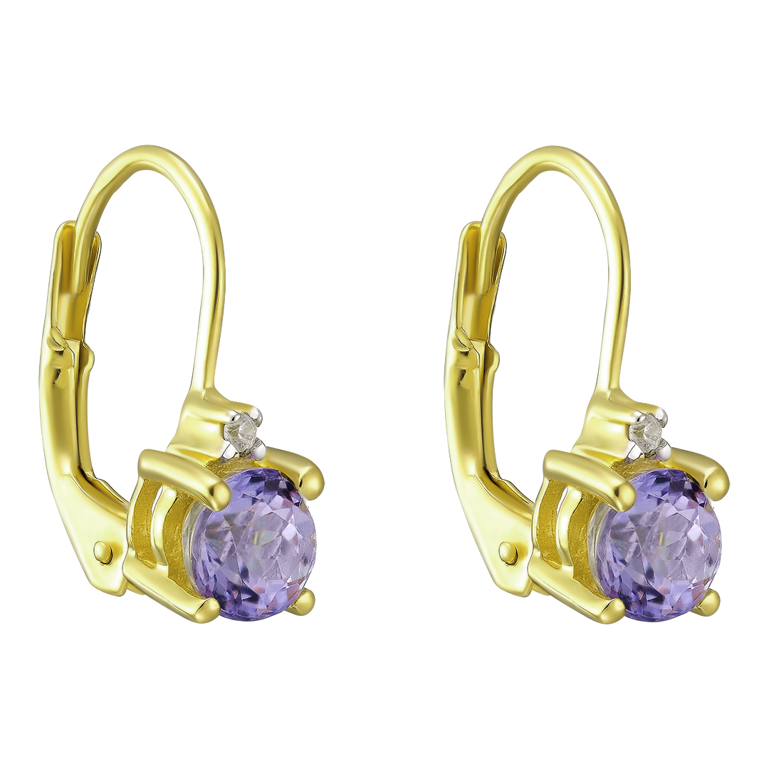 Серебряные серьги 925 пробы; вставки 2 Танзанит 1,03ct; 2 Циркон бесцв. 0,02ct;