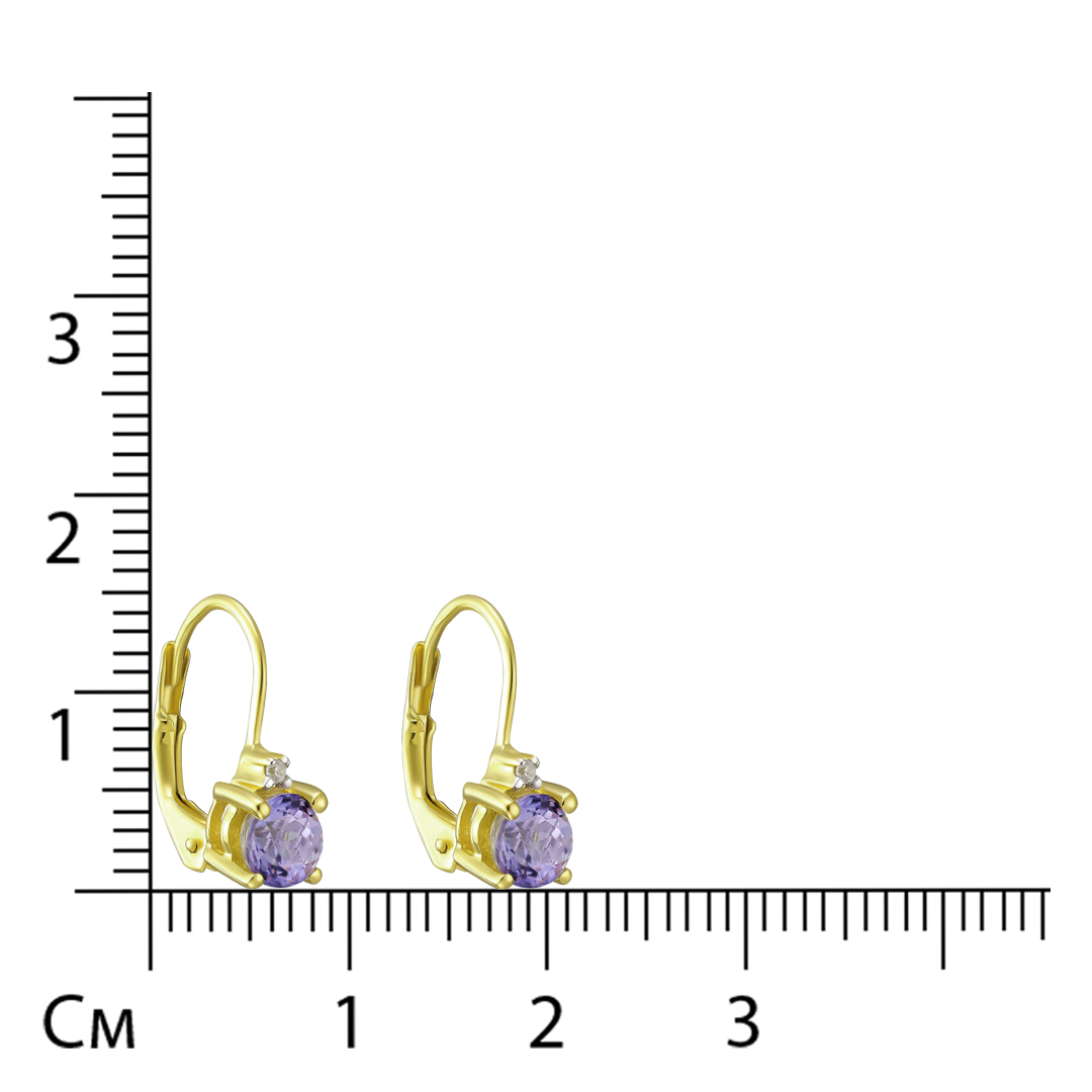 Серебряные серьги 925 пробы; вставки 2 Танзанит 1,03ct; 2 Циркон бесцв. 0,02ct;