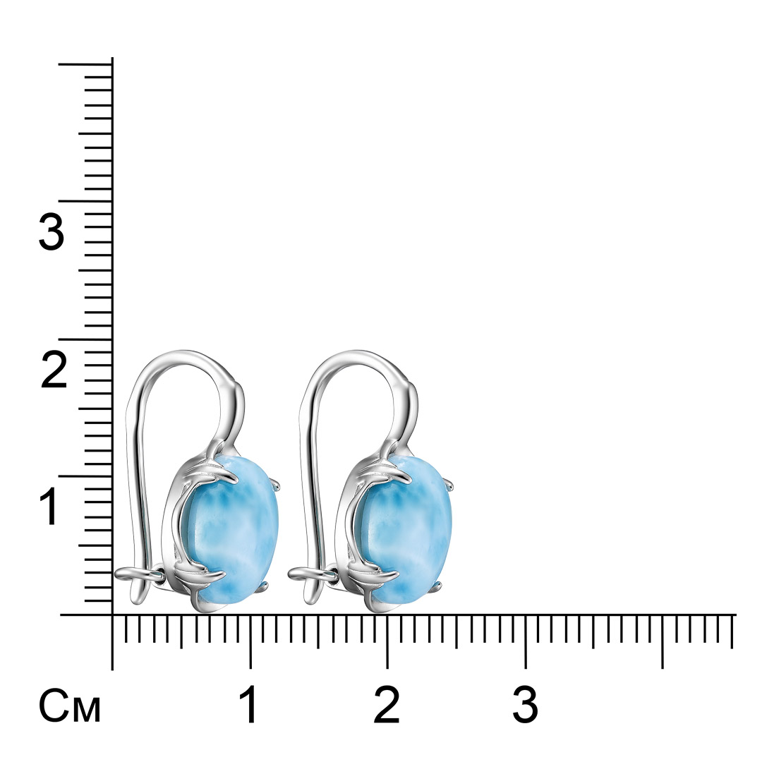 Серебряные серьги 925 пробы; вставки 2 Ларимар;