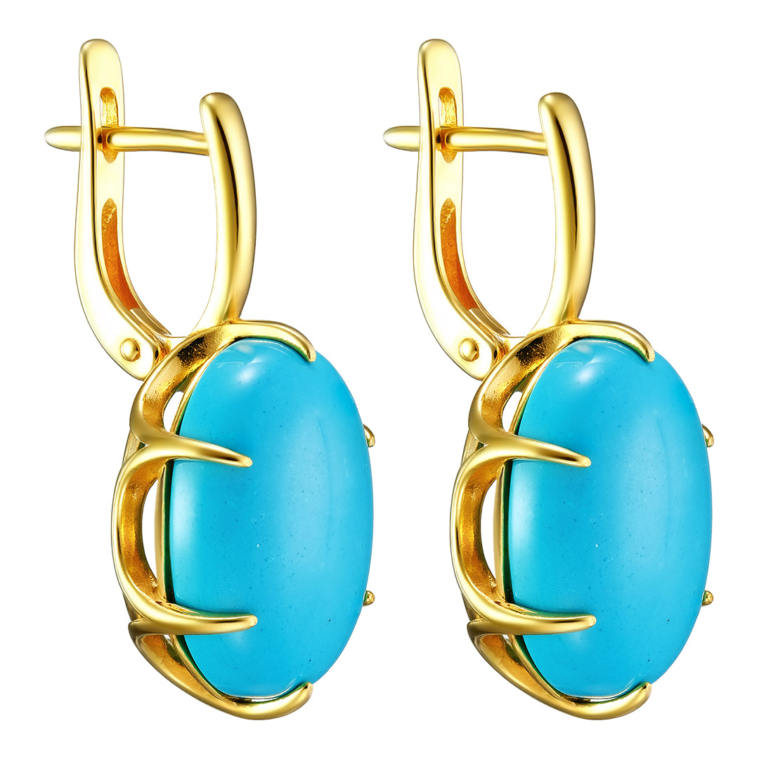 Серебряные серьги 925 пробы; вставки 2 Бирюза;