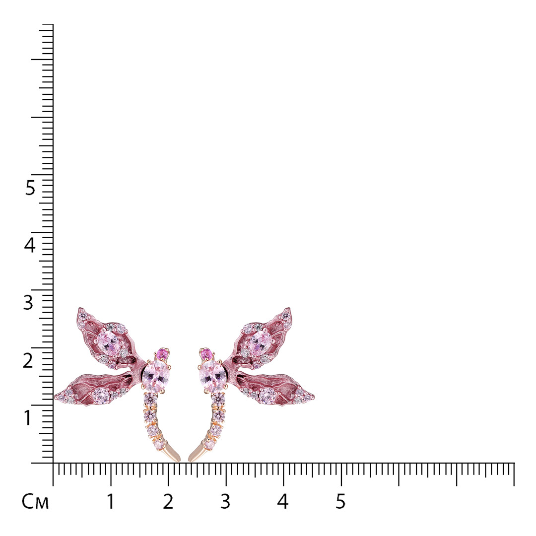 Бижутерные серьги-пусеты с кубическим цирконием "Стрекозы"